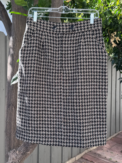 Vtg 1980s Diane von Furstenberg Houndstooth Skirt Sz 12 (Modern 8–10)