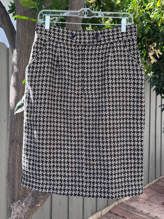 Vtg 1980s Diane von Furstenberg Houndstooth Skirt Sz 12 (Modern 8–10)