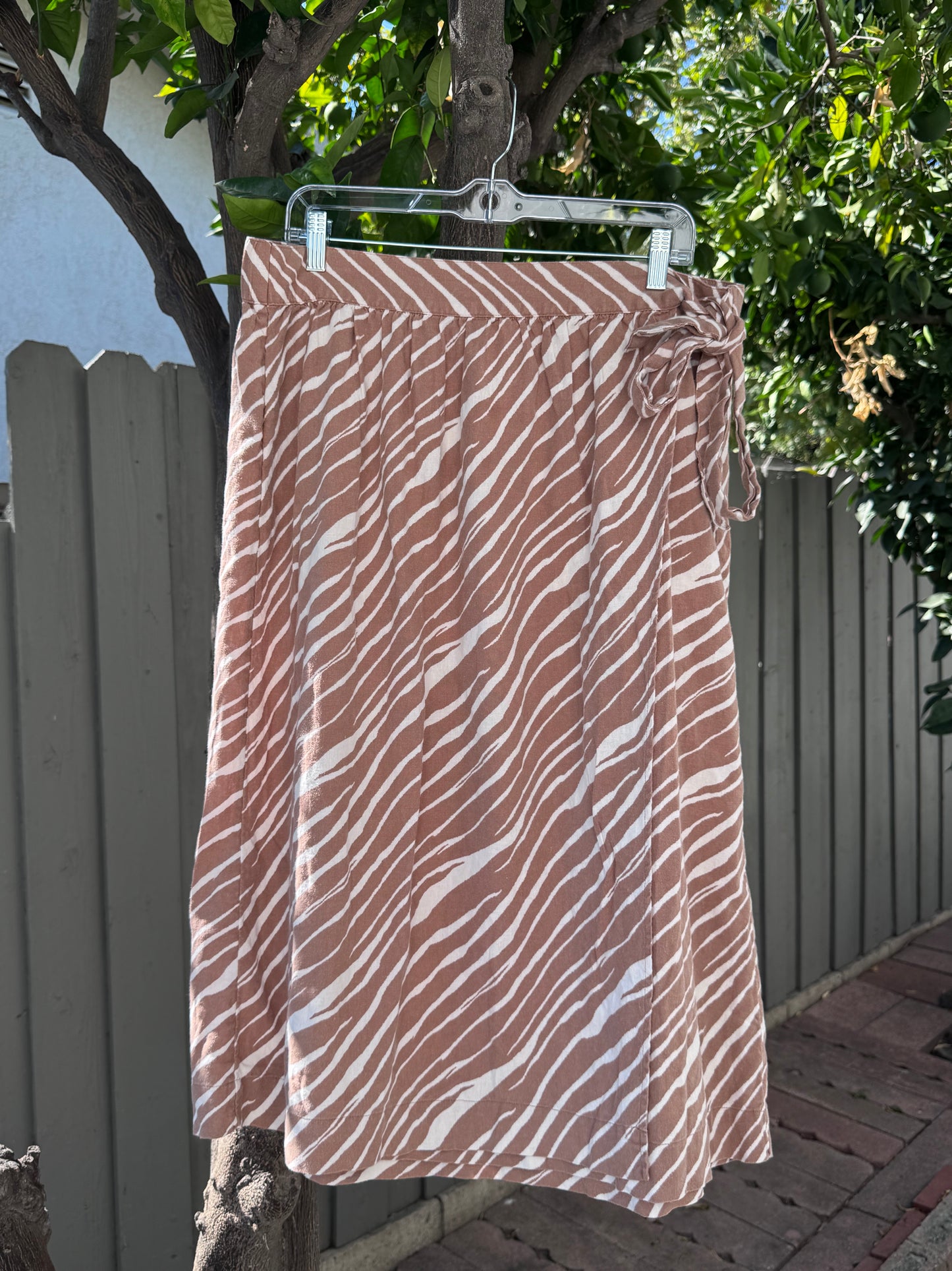 A New Day Zebra Print Brown & White Wrap Skirt Sz XL