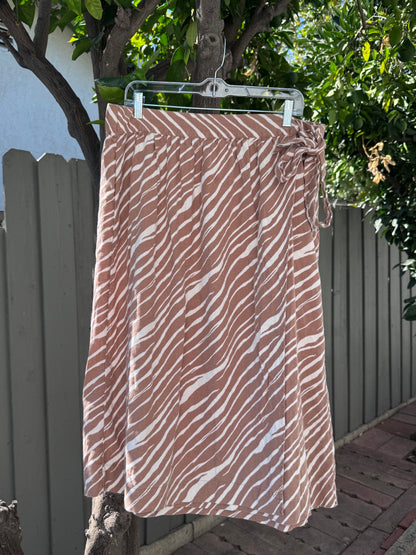 A New Day Zebra Print Brown & White Wrap Skirt Sz XL