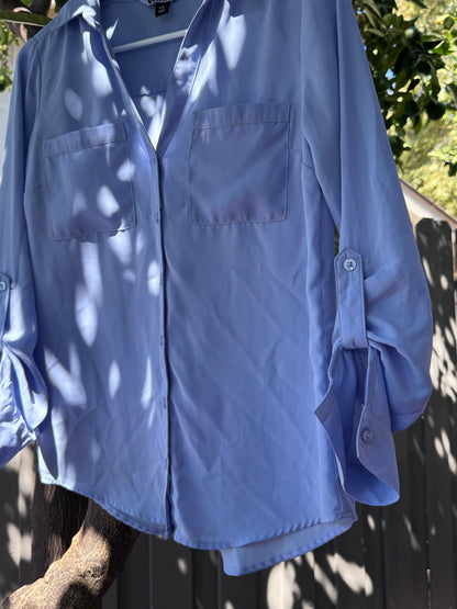 Vylette Light Blue Button-Up Blouse – Size XS