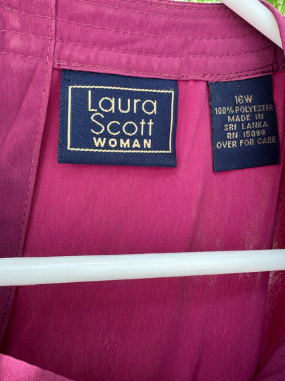 Laura Scott Woman Magenta Short Sleeve Blouse – Size 16W