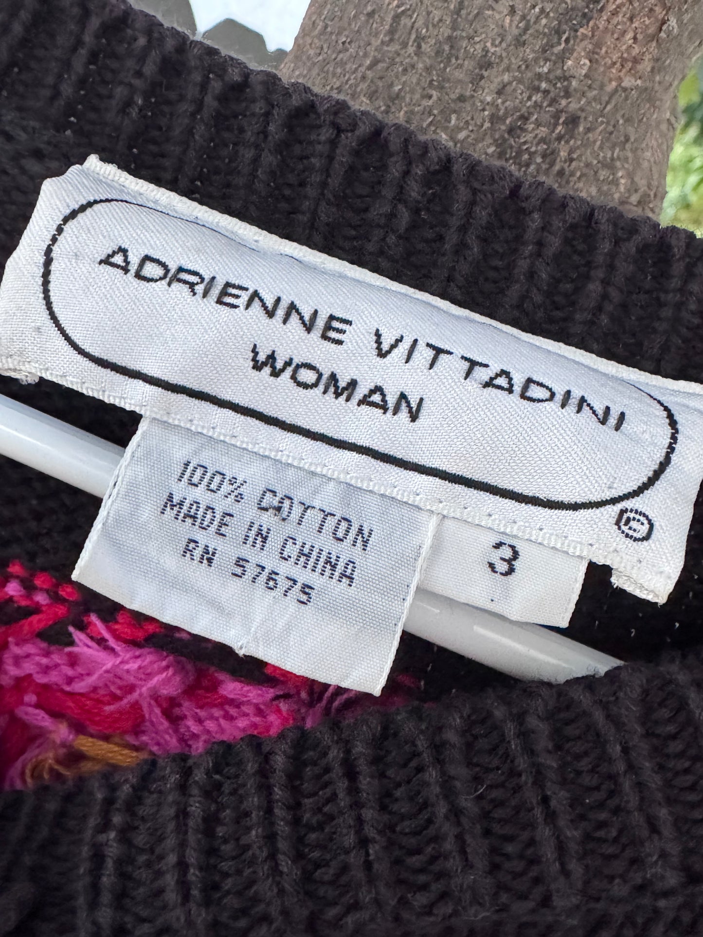 Vtg Adrienne Vittadini 80s-90s Oversized Floral Knit Pullover Sweater Sz 3 (2X)