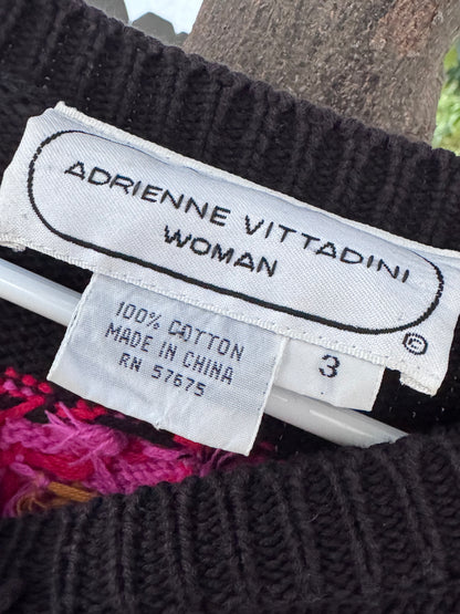 Vtg Adrienne Vittadini 80s-90s Oversized Floral Knit Pullover Sweater Sz 3 (2X)