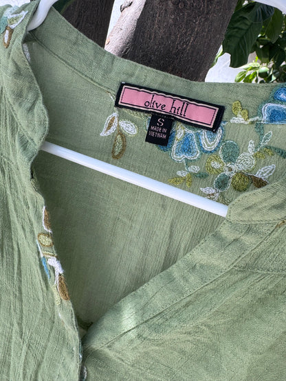 Olive Hill Embroidered Boho Blouse Sz S