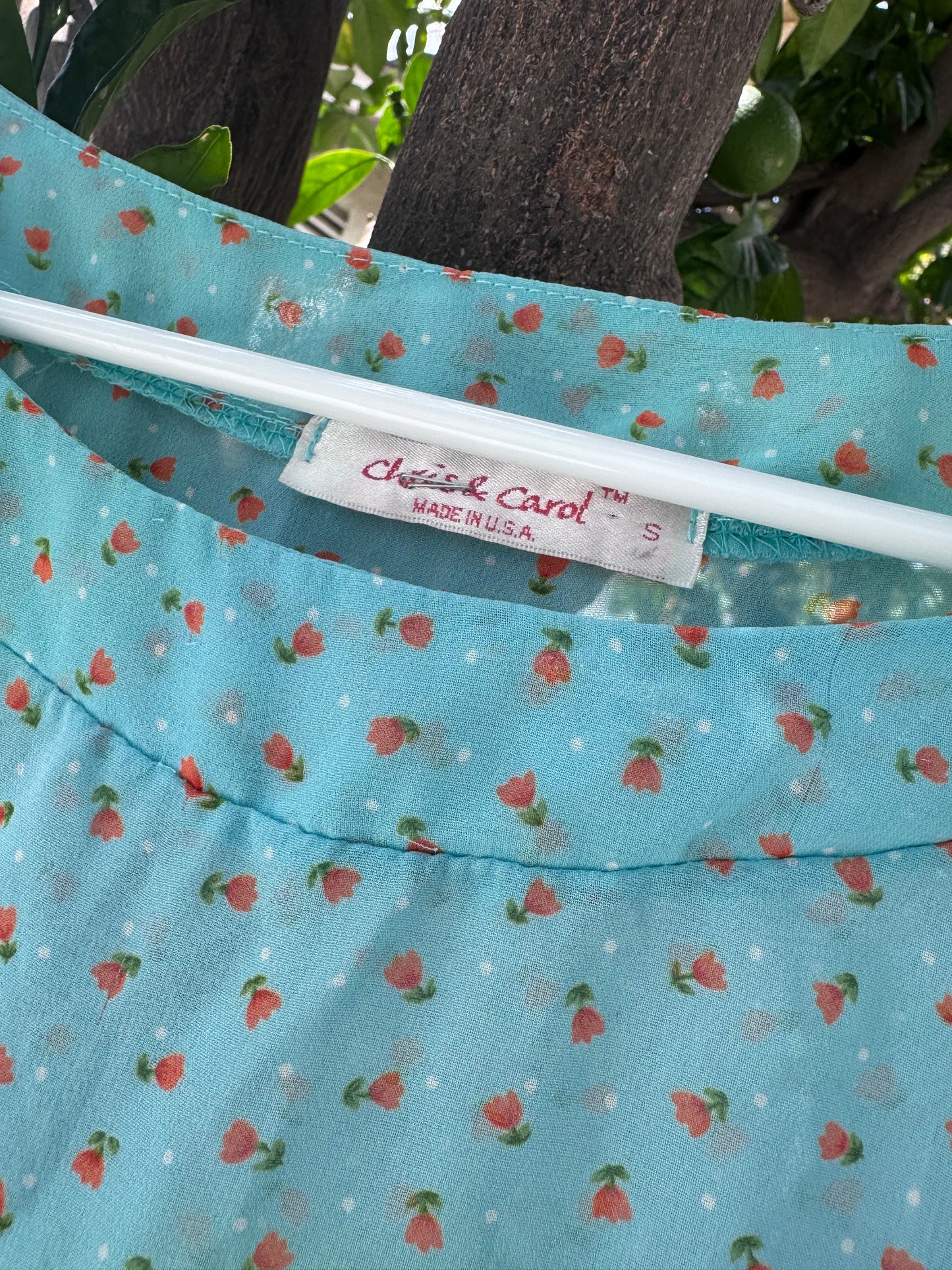 Y2k Chris & Carol Floral Print Blouse Sz S