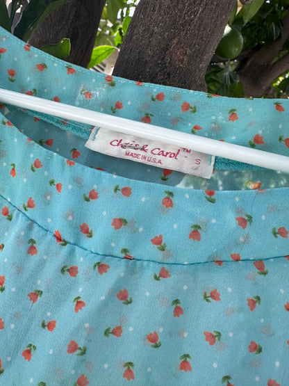 Y2k Chris & Carol Floral Print Blouse Sz S