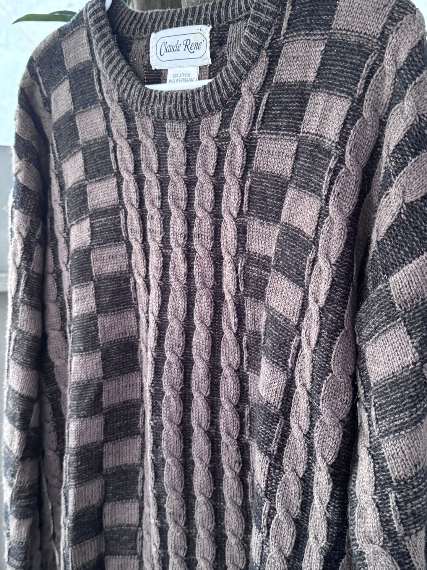 Vtg Claude Rene’ 80s-90s Cable Knit Sweater Sz L