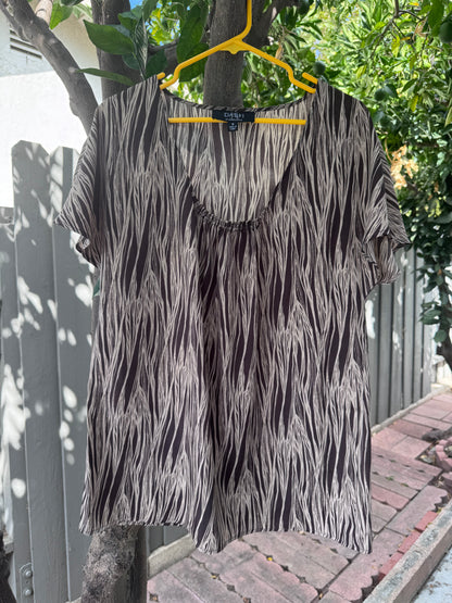 Y2k Dash by Kardashian Brown Abstract Print Blouse Size M
