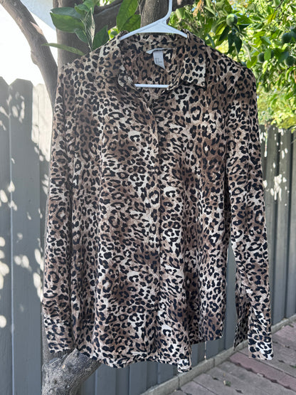 H&M Leopard Print Button-Up Blouse – Size 4