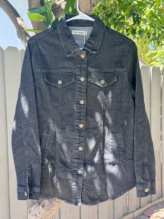 NEW Luvamia Black Denim Jacket Size Small