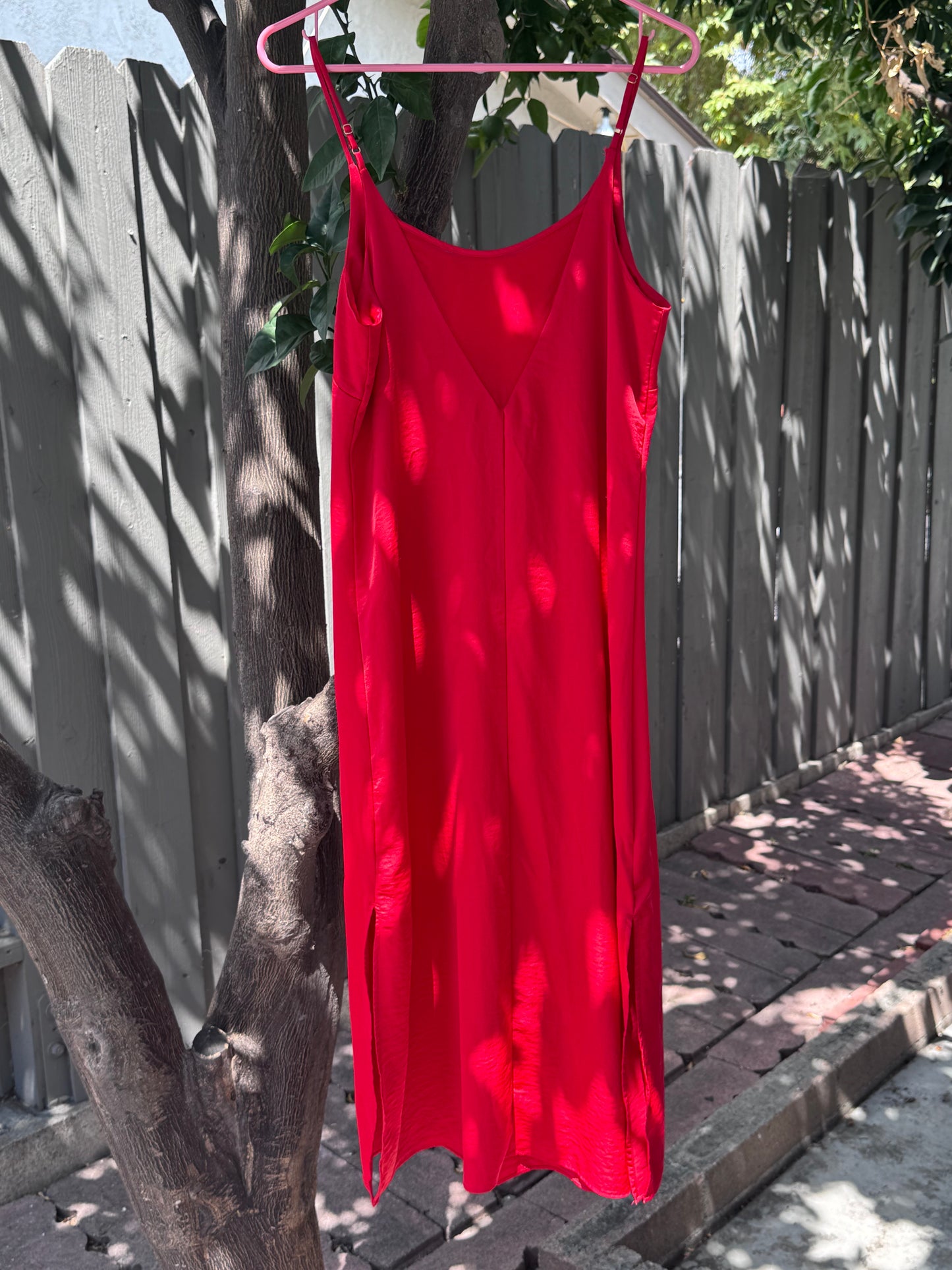 Auden Red Satin Midi Nightgown Sleep Dress Sz S