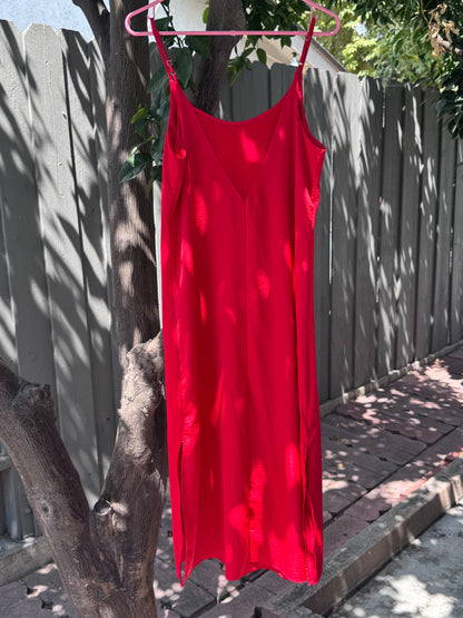 Auden Red Satin Midi Nightgown Sleep Dress Sz S