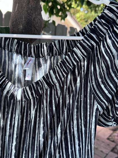 Xhilaration Navy Blue & White Off-Shoulder Boho Dress – Size M