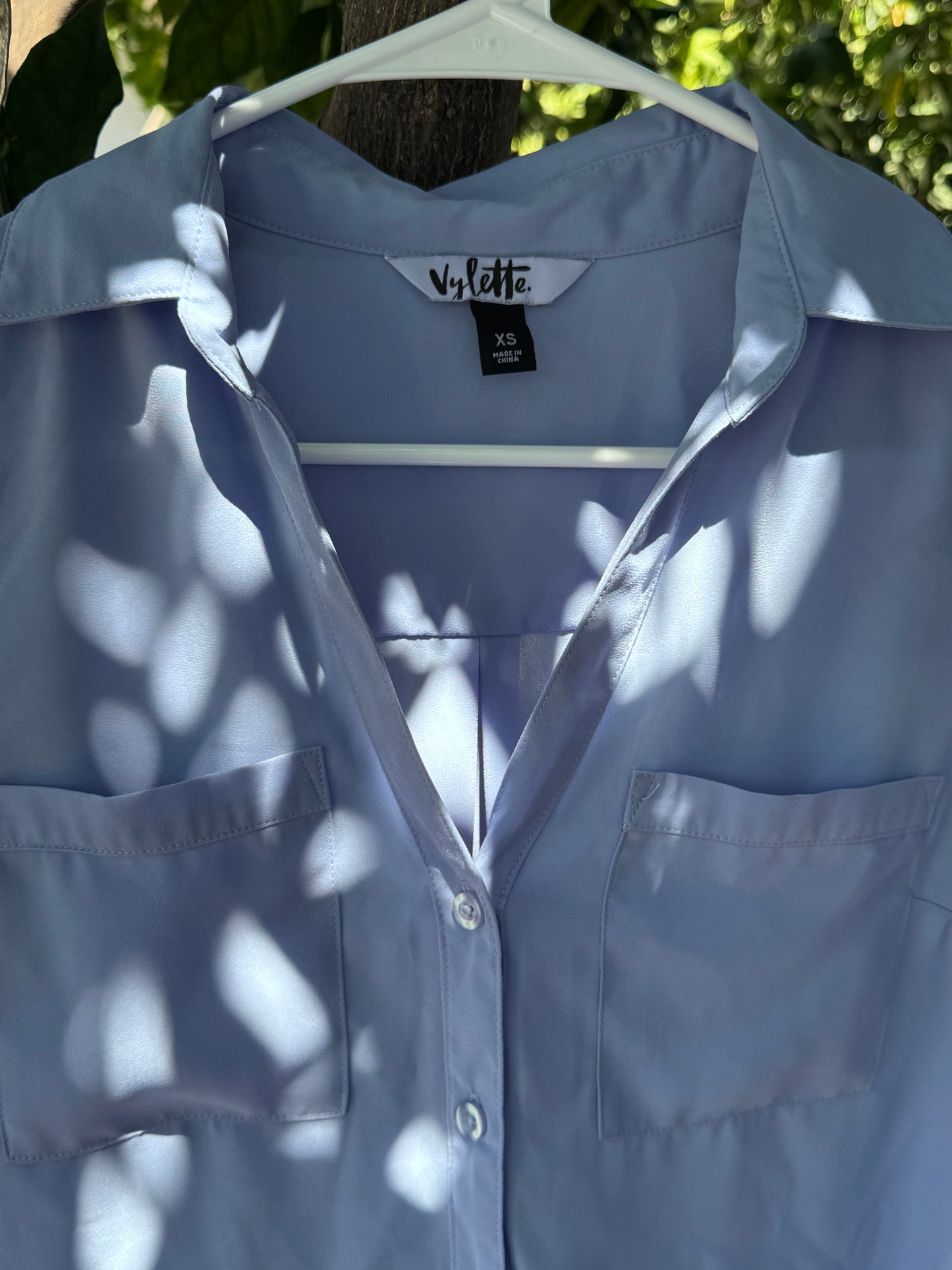 Vylette Light Blue Button-Up Blouse – Size XS