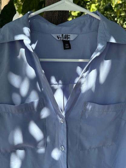 Vylette Light Blue Button-Up Blouse – Size XS