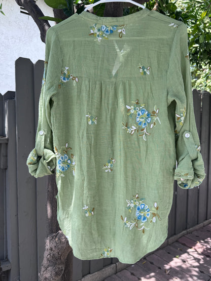 Olive Hill Embroidered Boho Blouse Sz S