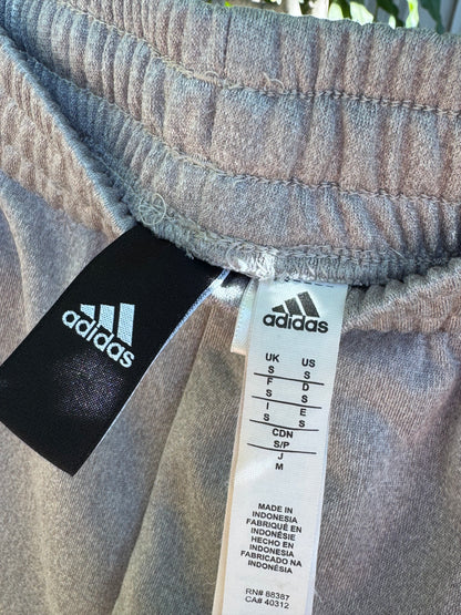 Adidas Gray Track Pants with White Stripes Sz S