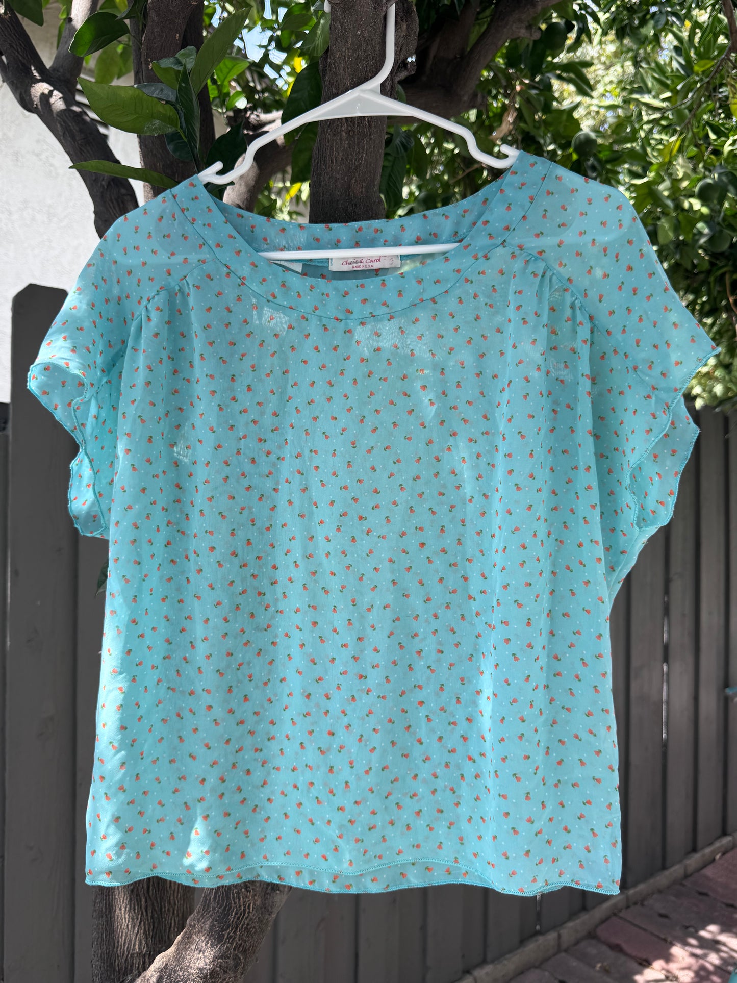 Y2k Chris & Carol Floral Print Blouse Sz S