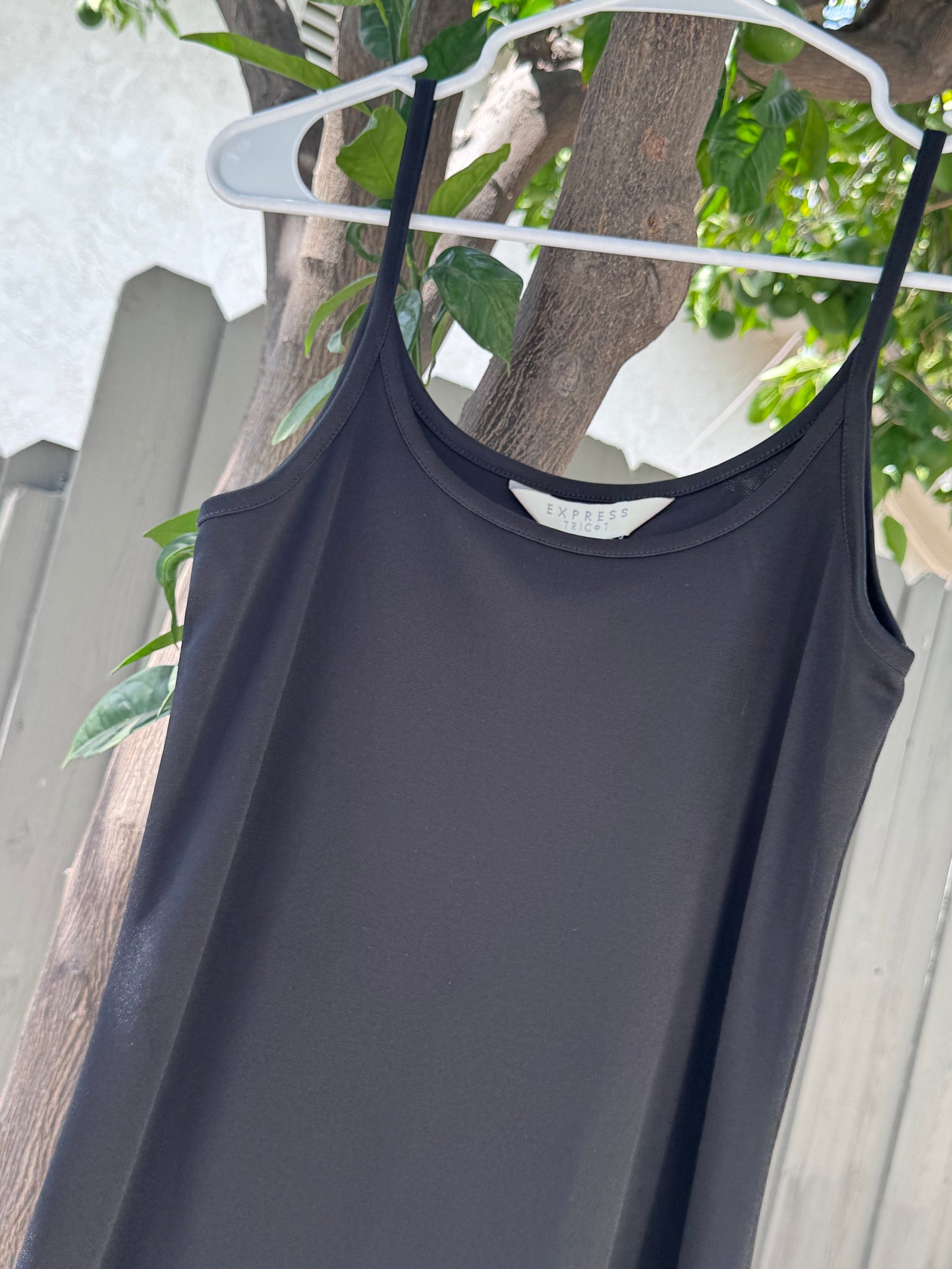 Vtg 90s EXPRESS Tricot Black Slip Dress Sz XS