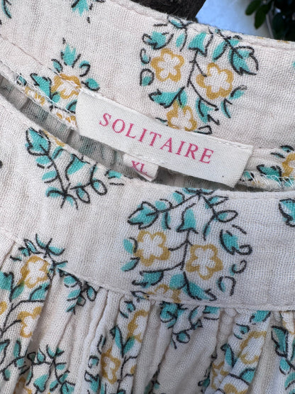 Solitaire Boho Peasant Floral Cotton Eyelet Blouse Sz XL