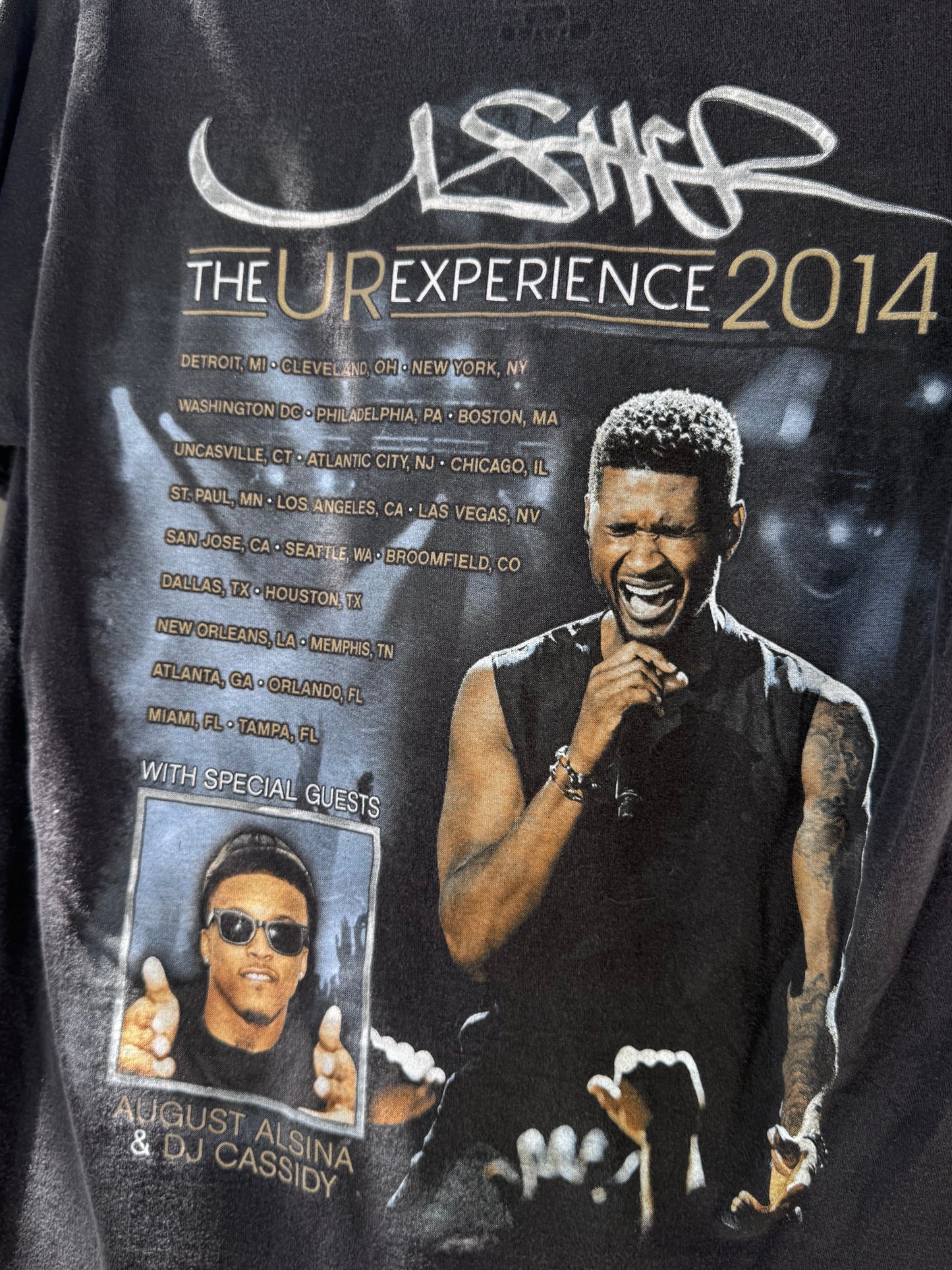 Usher The UR Experience 2014 Tour Tee Black Hanes Beefy-T Concert Shirt Sz S