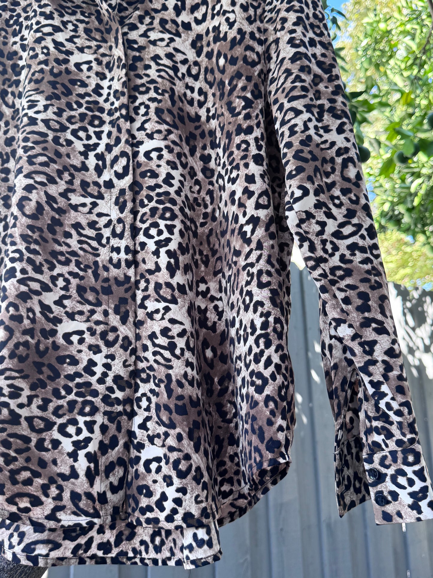 H&M Leopard Print Button-Up Blouse – Size 4