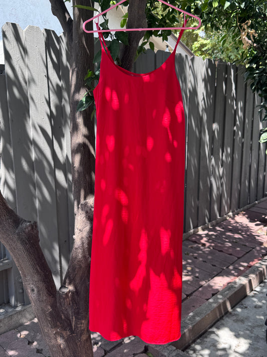Auden Red Satin Midi Nightgown Sleep Dress Sz S